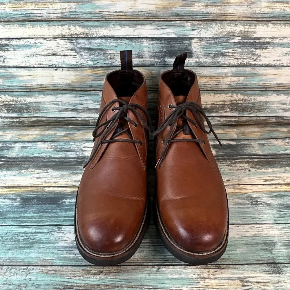 Nunn Bush Chukka Boot Size 11M Brown Leather Brogue Lace Up Lightweight Dress